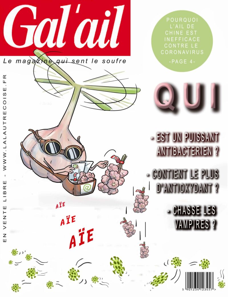 Couverture humoristique du magazine Gal'ail sur les bienfaits de l'ail